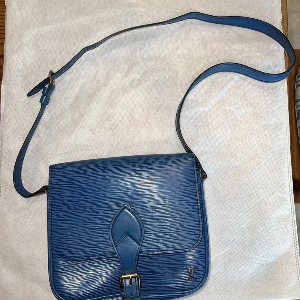 Louis Vuitton Cartouchiere Blue Textured Epi Leather